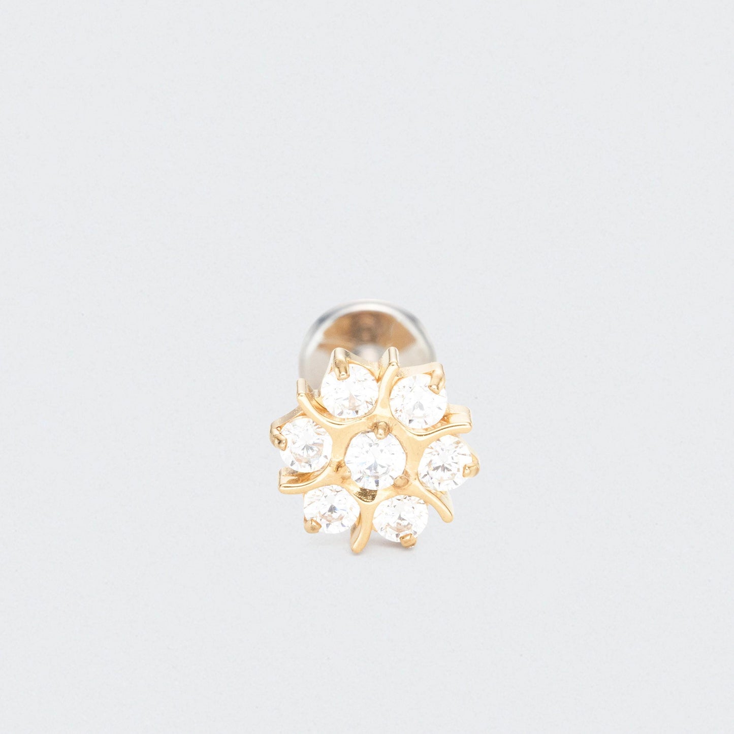 Flower CZ Labret in Gold - Titanium