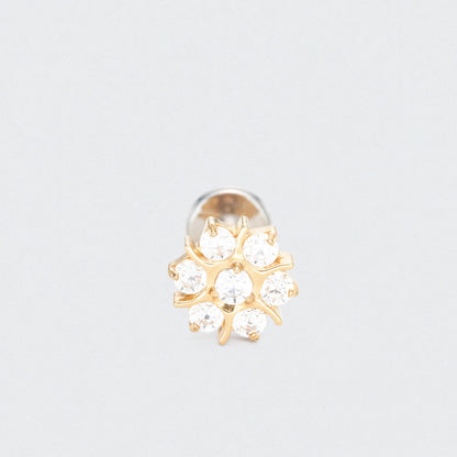 Flower CZ Labret in Gold - Titanium