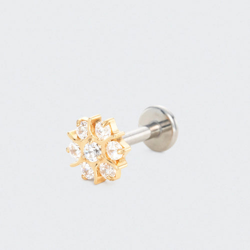 Flower CZ Labret in Gold - Titanium