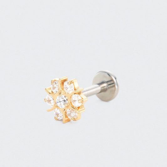 Flower CZ Labret in Gold - Titanium
