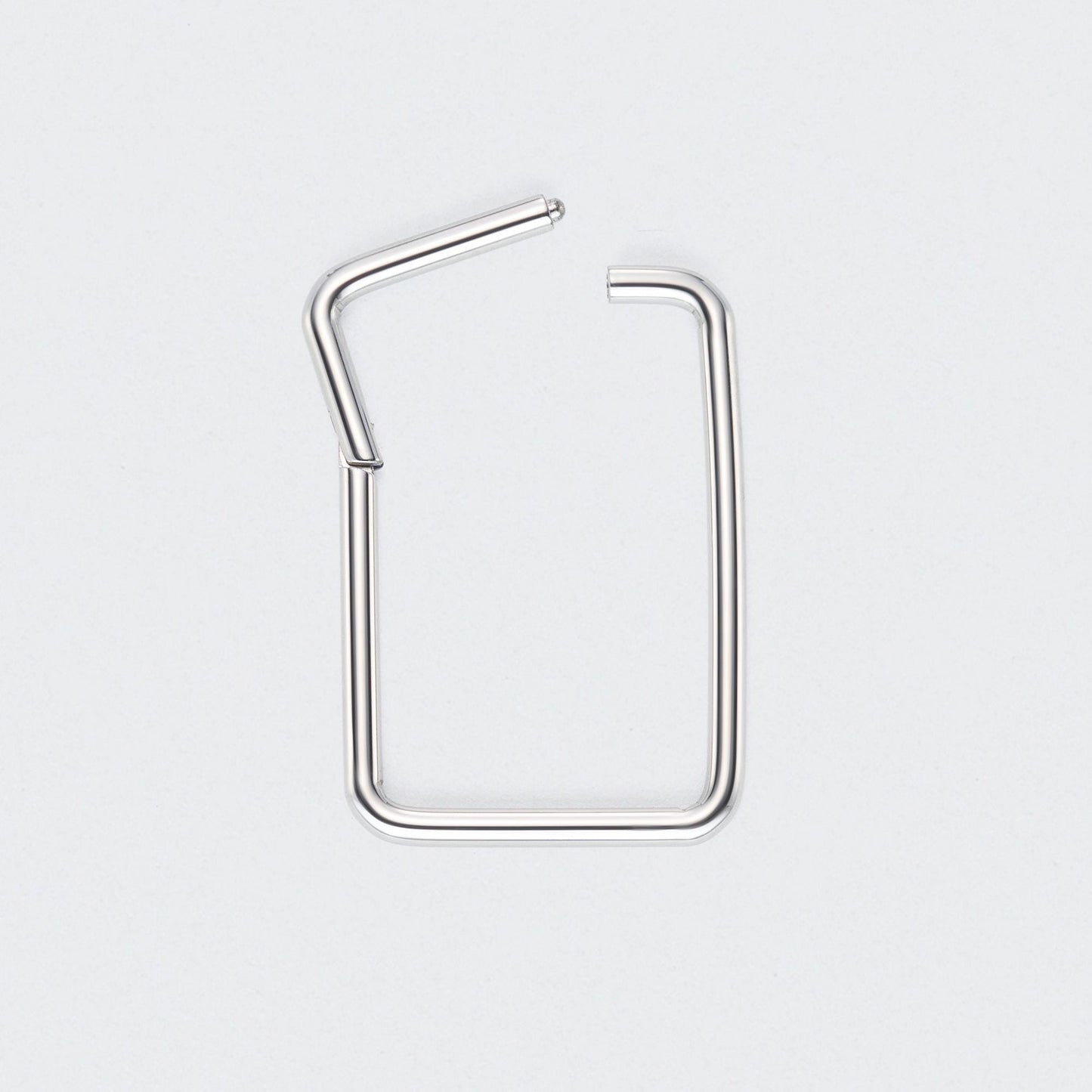 Rectangle Shape Hinged Segment Hoop Ring in Silver - Titanium