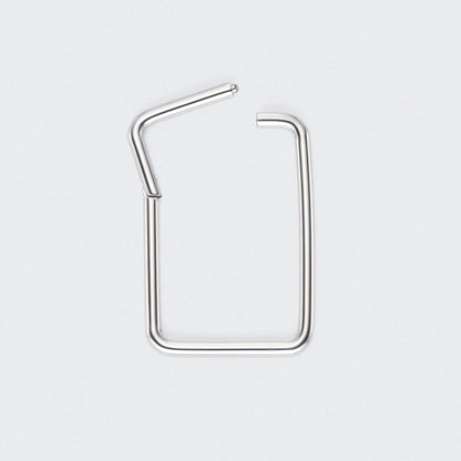 Rectangle Shape Hinged Segment Hoop Ring in Silver - Titanium