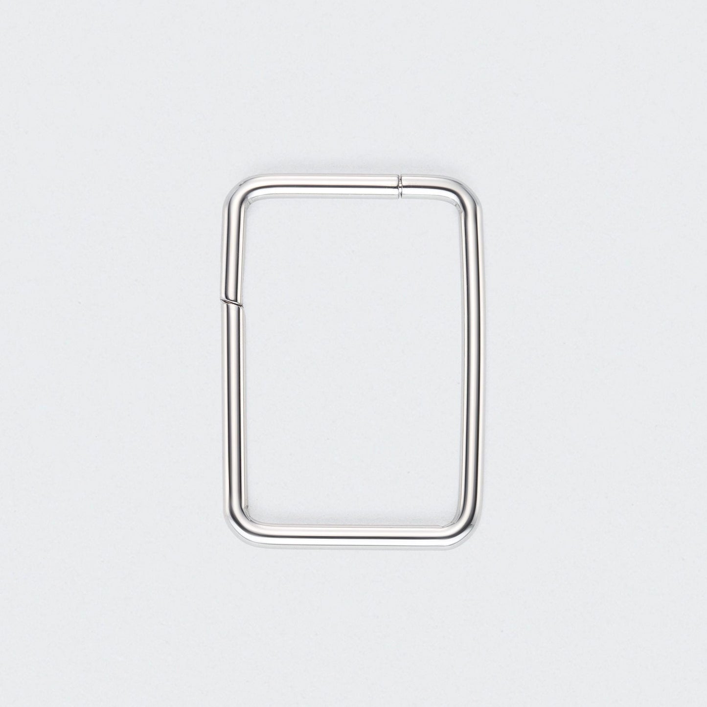 Rectangle Shape Hinged Segment Hoop Ring in Silver - Titanium