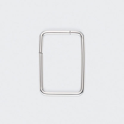 Rectangle Shape Hinged Segment Hoop Ring in Silver - Titanium