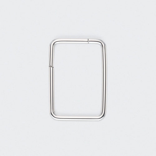 Rectangle Shape Hinged Segment Hoop Ring in Silver - Titanium