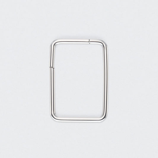 Rectangle Shape Hinged Segment Hoop Ring in Silver - Titanium