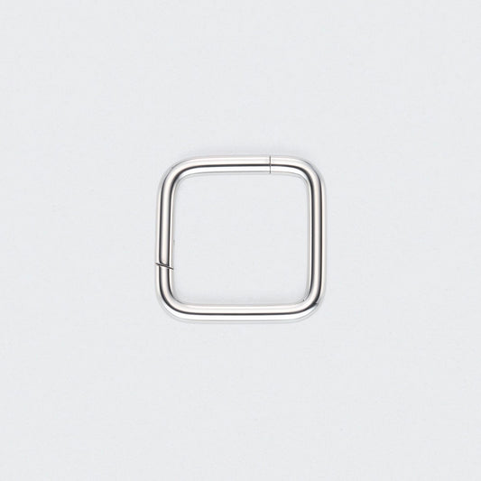 Square Shape Hinged Segment Hoop Ring in Silver - Titanium