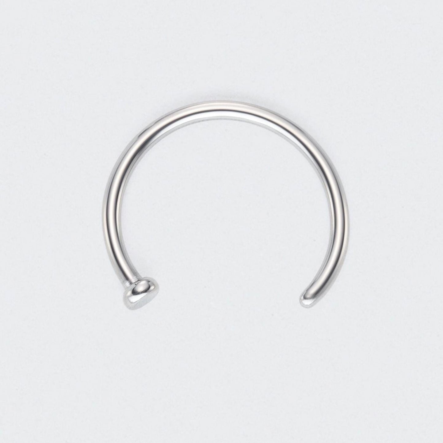 C Shape Nose Stud Flat End in Silver - Titanium