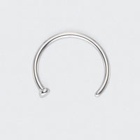 C Shape Nose Stud Flat End in Silver - Titanium