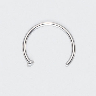 C Shape Nose Stud Flat End in Silver - Titanium