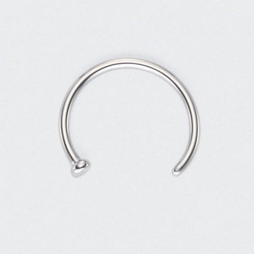 C Shape Nose Stud Flat End in Silver - Titanium