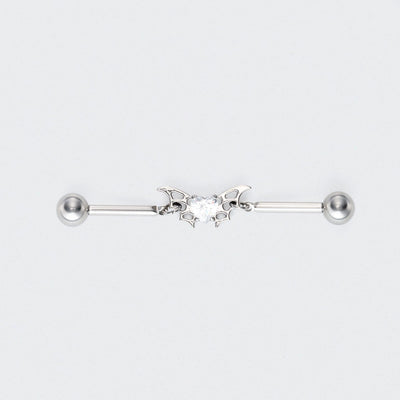 CZ Centre Butterfly Chain Industrial Barbell in Silver - Titanium