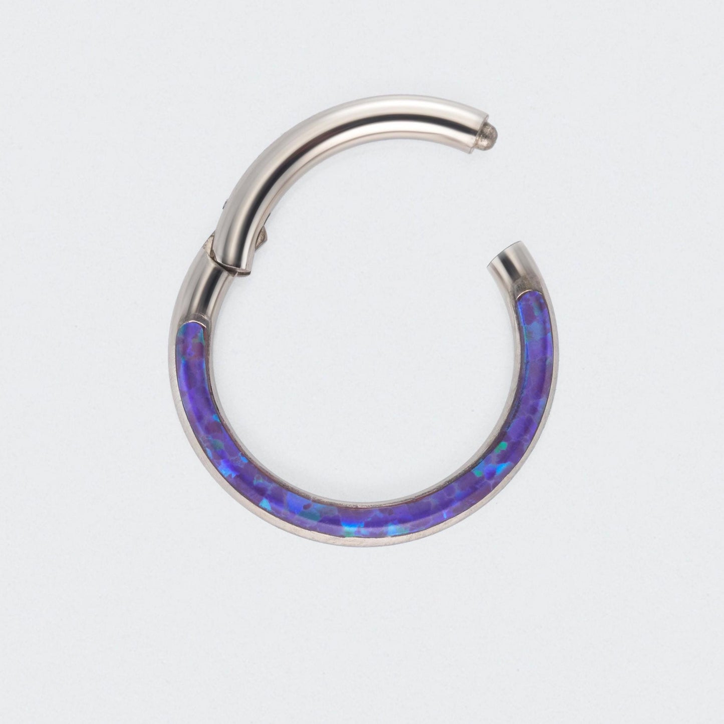 Purple Opal Front Facing Hinged Segment Clicker Ring - Titanium
