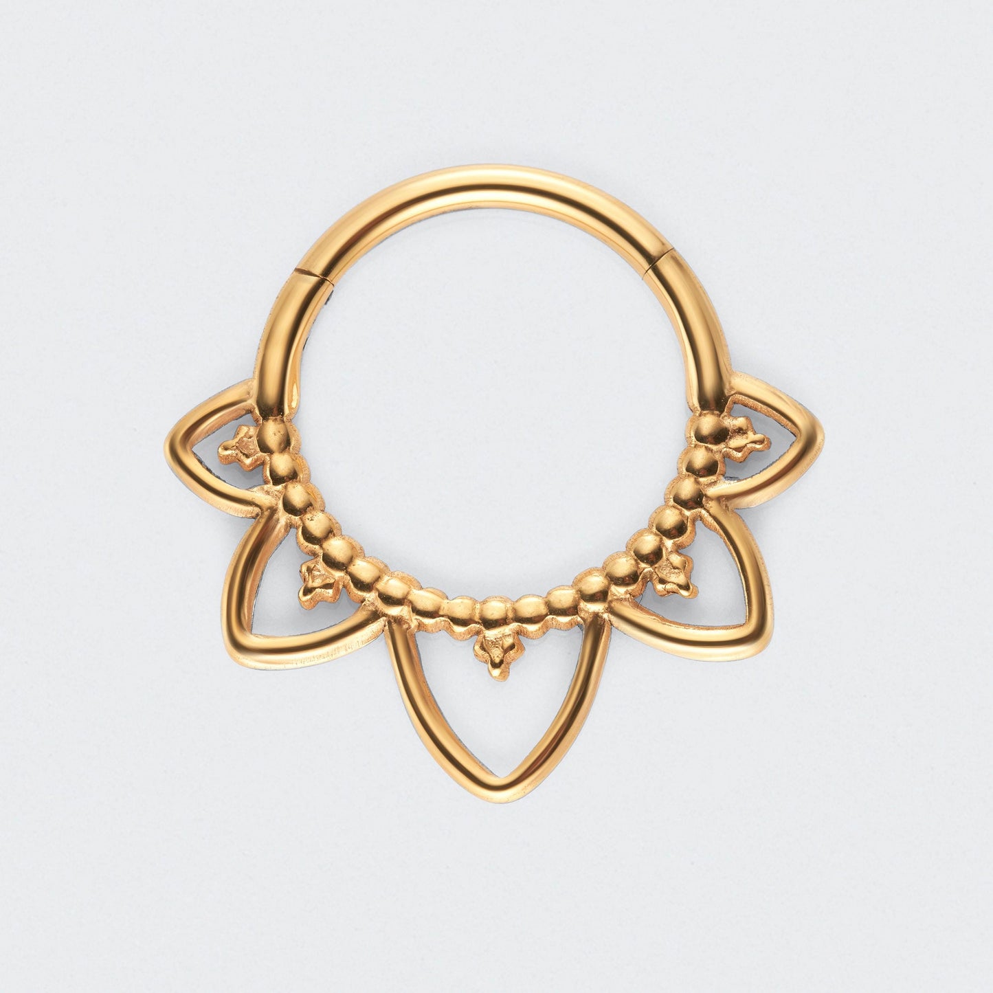 Floral Face Segment Clicker Ring in Gold - Titanium