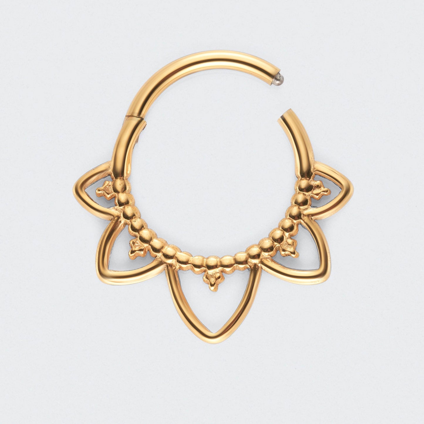 Floral Face Segment Clicker Ring in Gold - Titanium