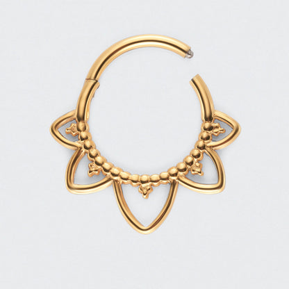 Floral Face Segment Clicker Ring in Gold - Titanium
