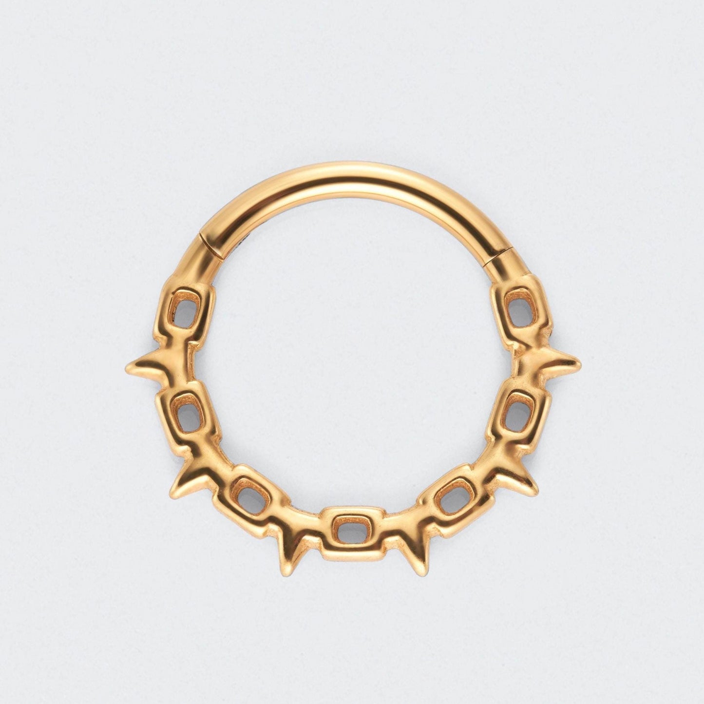 Chain & Spike Hinged Segment Hoop Ring in Gold - Titanium