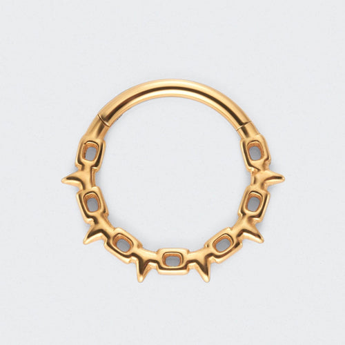 Chain & Spike Hinged Segment Hoop Ring in Gold - Titanium
