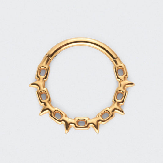 Chain & Spike Hinged Segment Hoop Ring in Gold - Titanium