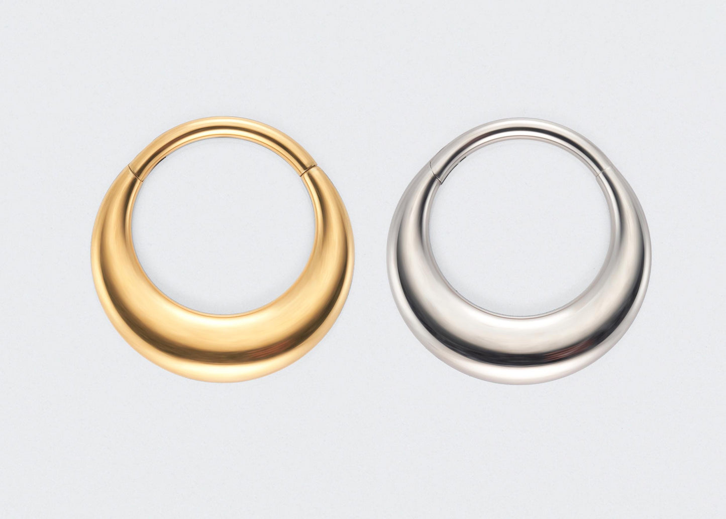 Fake Gauged Chunky Moon Segment Ring in Gold - Titanium