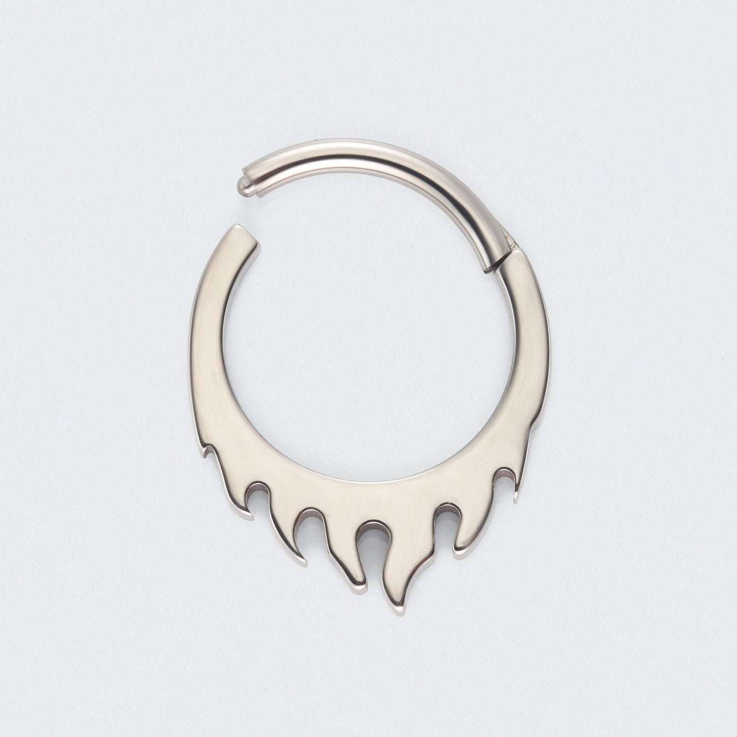 Flame Hinged Segment Hoop Ring in Silver - Titanium
