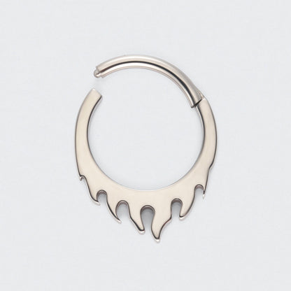 Flame Hinged Segment Hoop Ring in Silver - Titanium