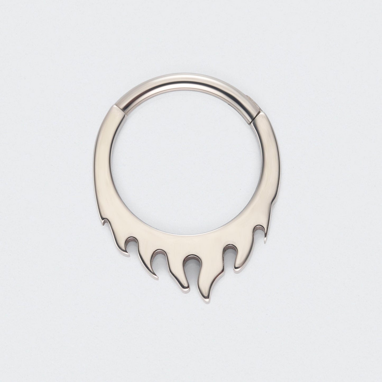 Flame Hinged Segment Hoop Ring in Silver - Titanium