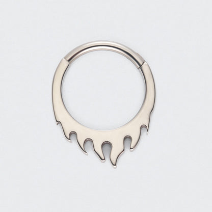 Flame Hinged Segment Hoop Ring in Silver - Titanium