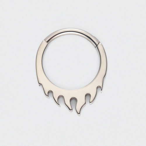 Flame Hinged Segment Hoop Ring in Silver - Titanium