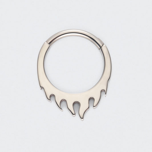 Flame Hinged Segment Hoop Ring in Silver - Titanium