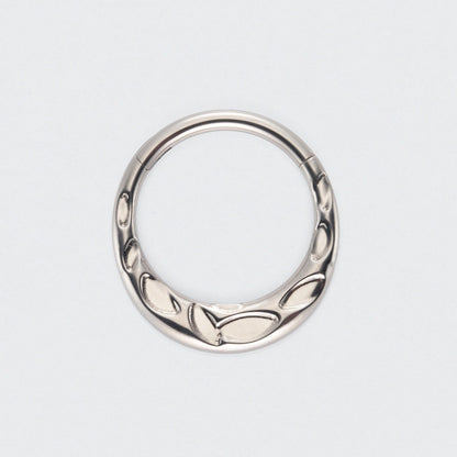 Hammered Forward Facing Segment Hoop in Silver - Titanium
