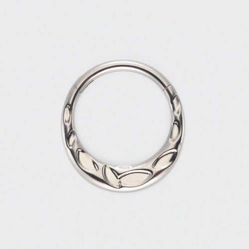 Hammered Forward Facing Segment Hoop in Silver - Titanium