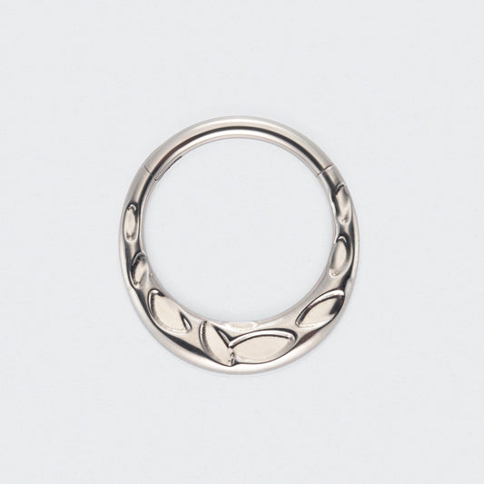 Hammered Forward Facing Segment Hoop in Silver - Titanium