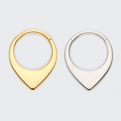 Teardrop Hinged Segment Hoop Ring in Silver - Titanium