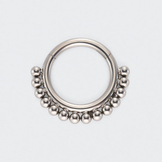 Ball Cluster Hinged Segment Hoop Ring in Silver - Titanium