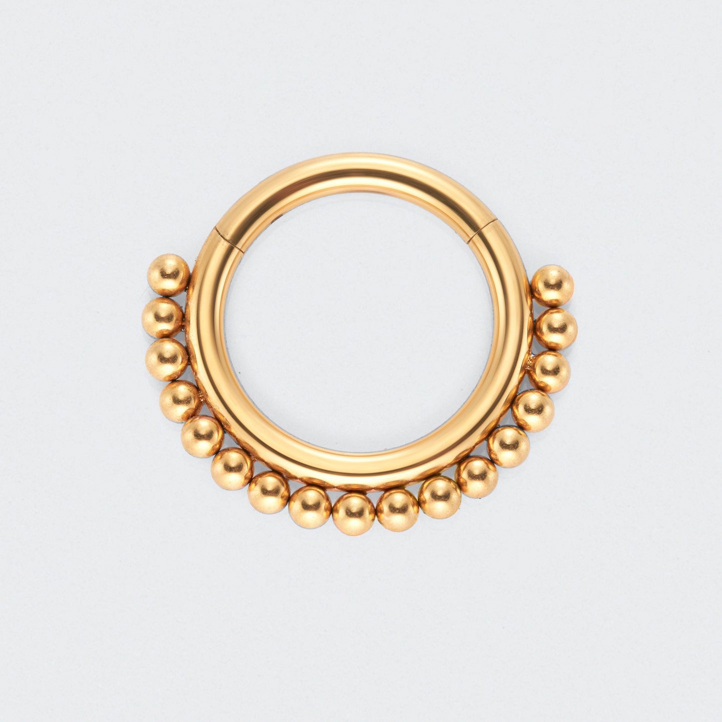 Ball Cluster Hinged Segment Hoop Ring in Gold - Titanium