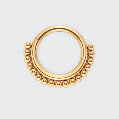 Ball Cluster Hinged Segment Hoop Ring in Gold - Titanium