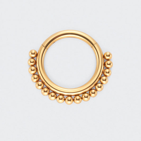 Ball Cluster Hinged Segment Hoop Ring in Gold - Titanium