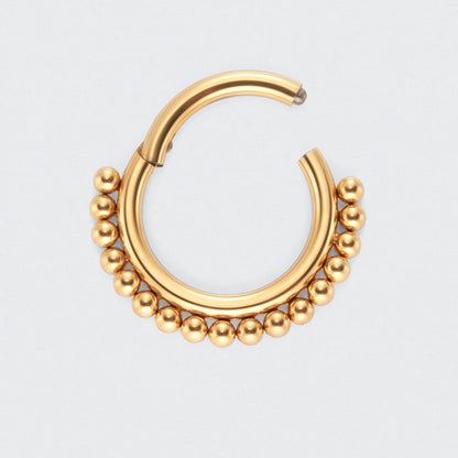 Ball Cluster Hinged Segment Hoop Ring in Gold - Titanium