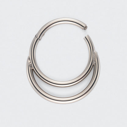 Double Hooped Hinged Segment Hoop Ring in Silver - Titanium