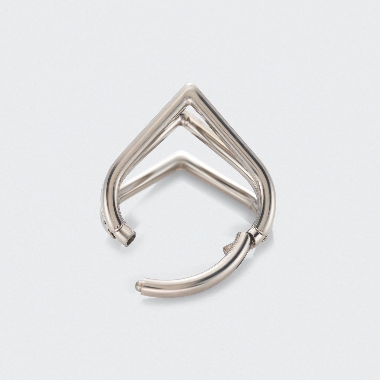 Tear Drop Triple Stack Hinged Clicker Segment Ring in Silver - Titanium