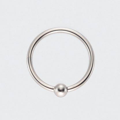 Ball Centre Hinged Segment Hoop Ring in Silver - Titanium