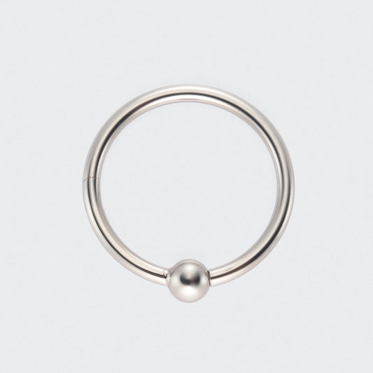 Ball Centre Hinged Segment Hoop Ring in Silver - Titanium
