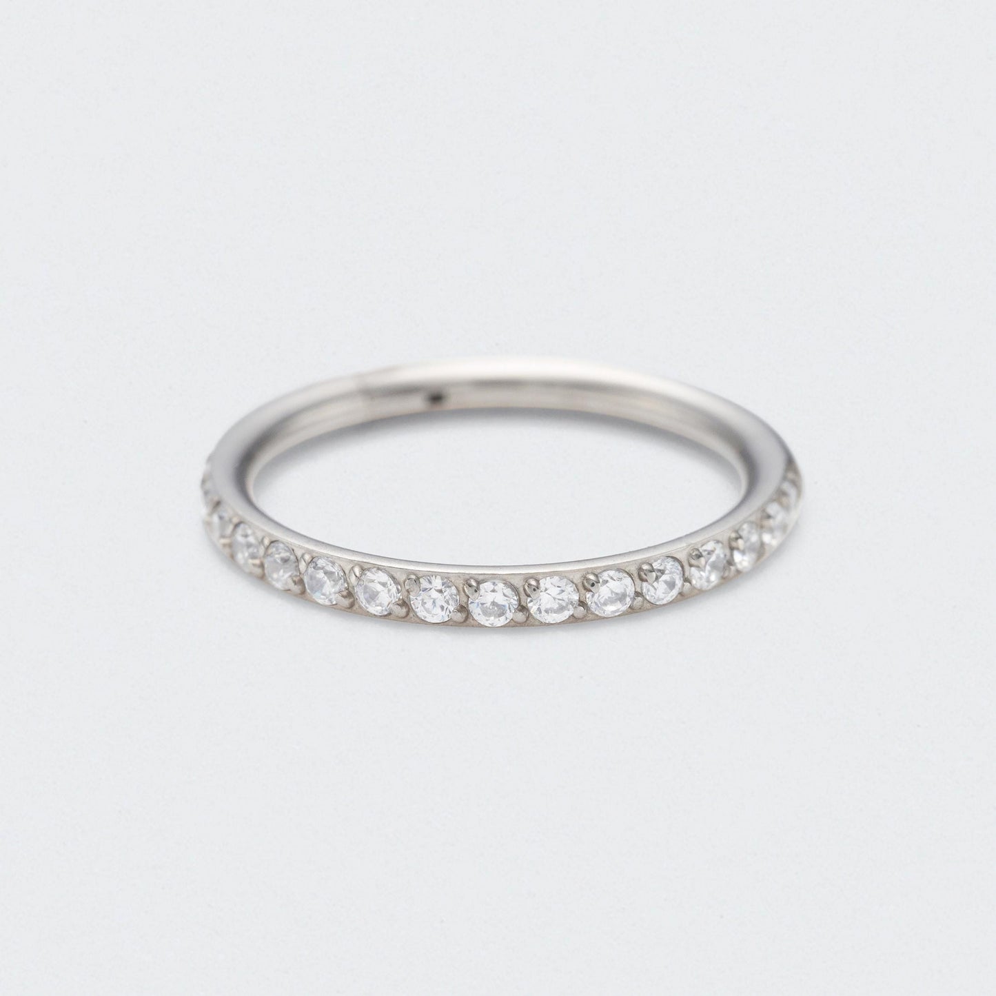 Side Facing CZ Hinged Segment Clicker Ring in Silver - Titanium