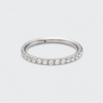 Side Facing CZ Hinged Segment Clicker Ring in Silver - Titanium