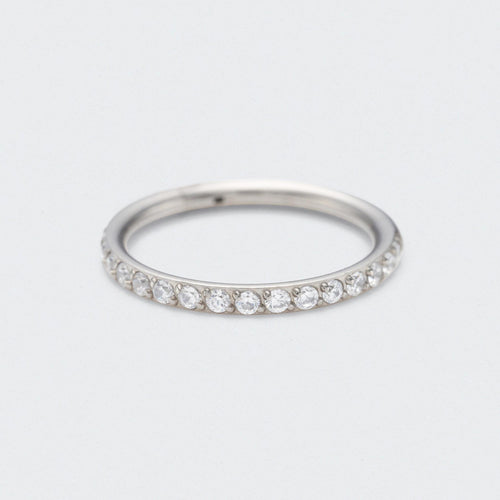 Side Facing CZ Hinged Segment Clicker Ring in Silver - Titanium