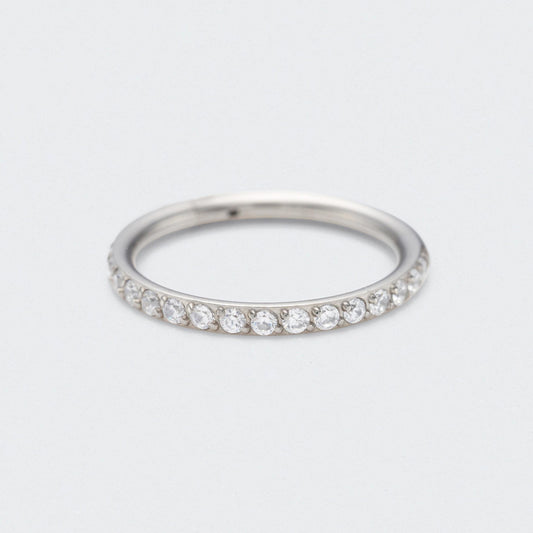 Side Facing CZ Hinged Segment Clicker Ring in Silver - Titanium