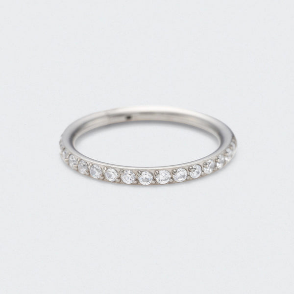 Side Facing CZ Hinged Segment Clicker Ring in Silver - Titanium
