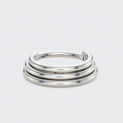 3 Tier Stacked Segment Hinged Clicker Ring in Silver - Titanium