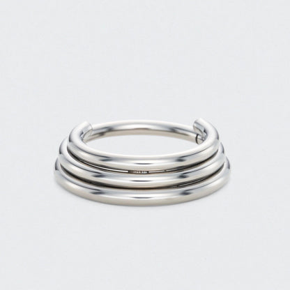 3 Tier Stacked Segment Hinged Clicker Ring in Silver - Titanium